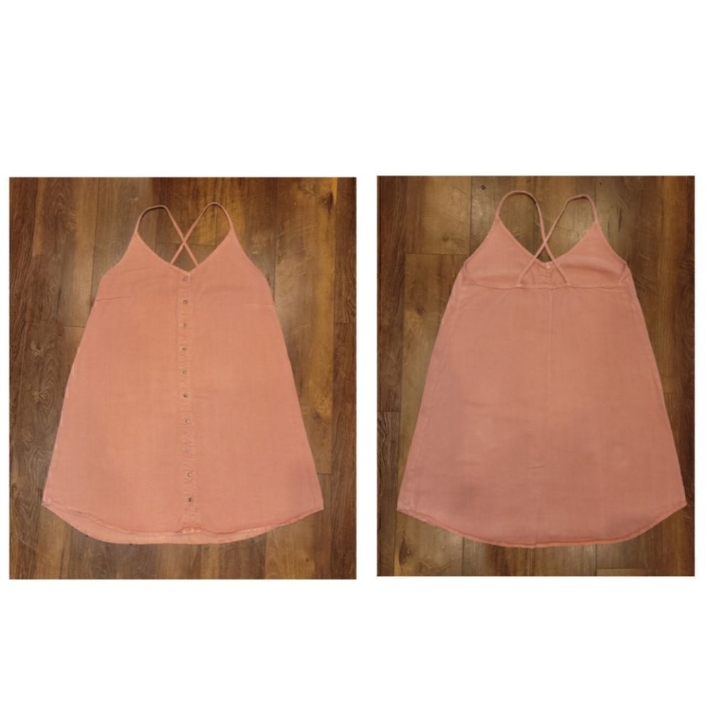 Project Social T Button Front Coral Salmon Washed Dress Large